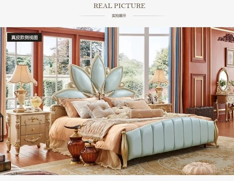 in stock Foshan Manufacture Luxury Bedroom Furniture King Size Bed