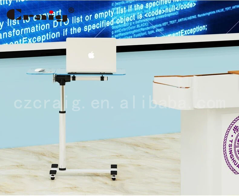 Rolling Laptop Table Height Adjustable Computer Mobile Notebook Stand Desk  With Wheels Casters