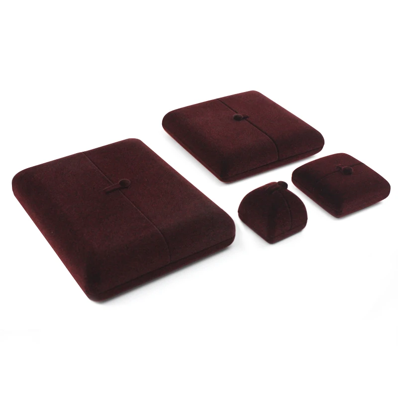 Customized luxury red velvet box for jewelry pearl box ring necklace packaging