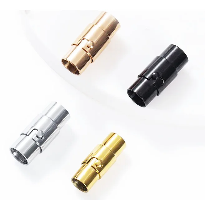 BMZ 3-8mm top quality double IP real gold plating round bracelet leather push clasp 2/3/4/5/6//8/10mm BROOCH