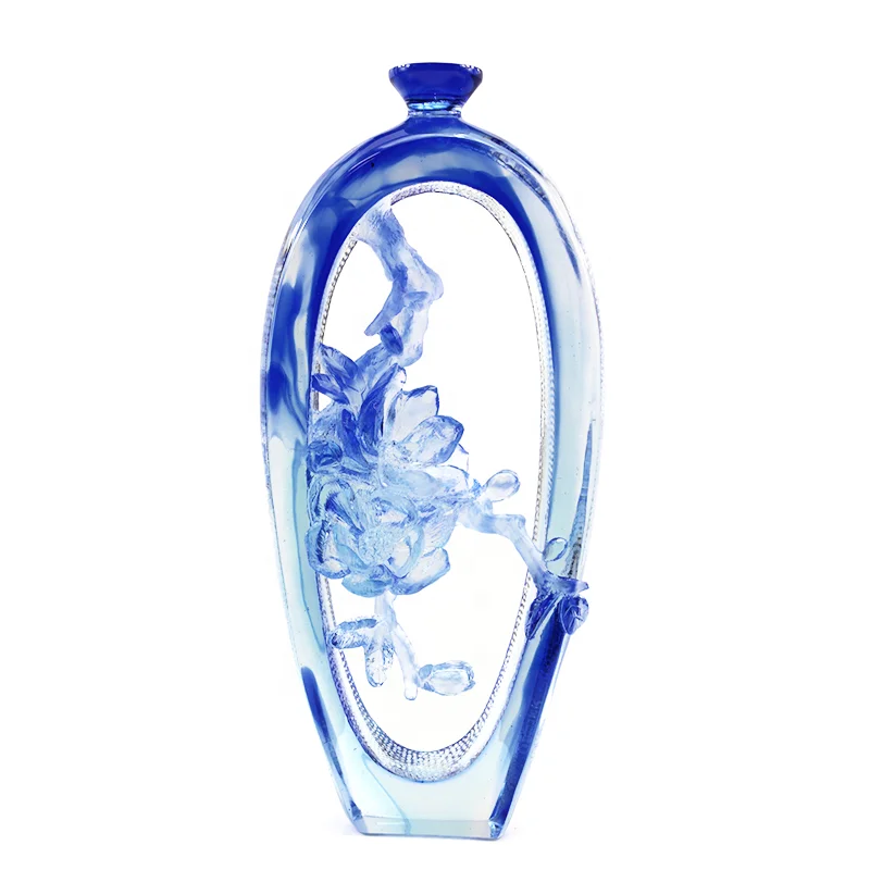 Feng Shui Home Decoration K9 Colored Glass Crystal Liuli Chinese Supplier Art Glass Vases