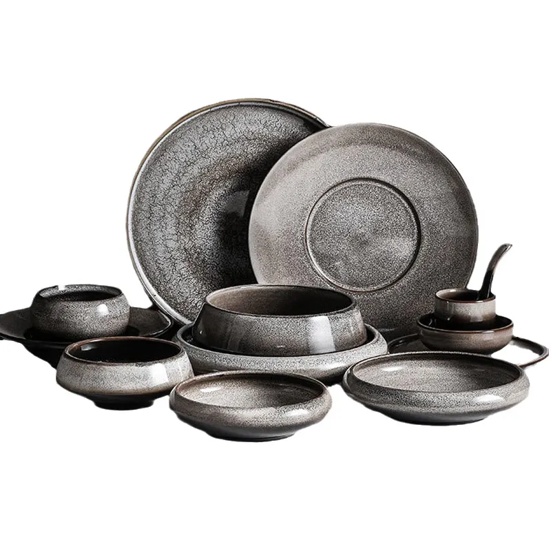 Креативная тарелка в японском стиле со снежинками, тарелка для домашнего ужина, для отеля, керамическая тарелка, набор тарелок, фарфоровая тарелка