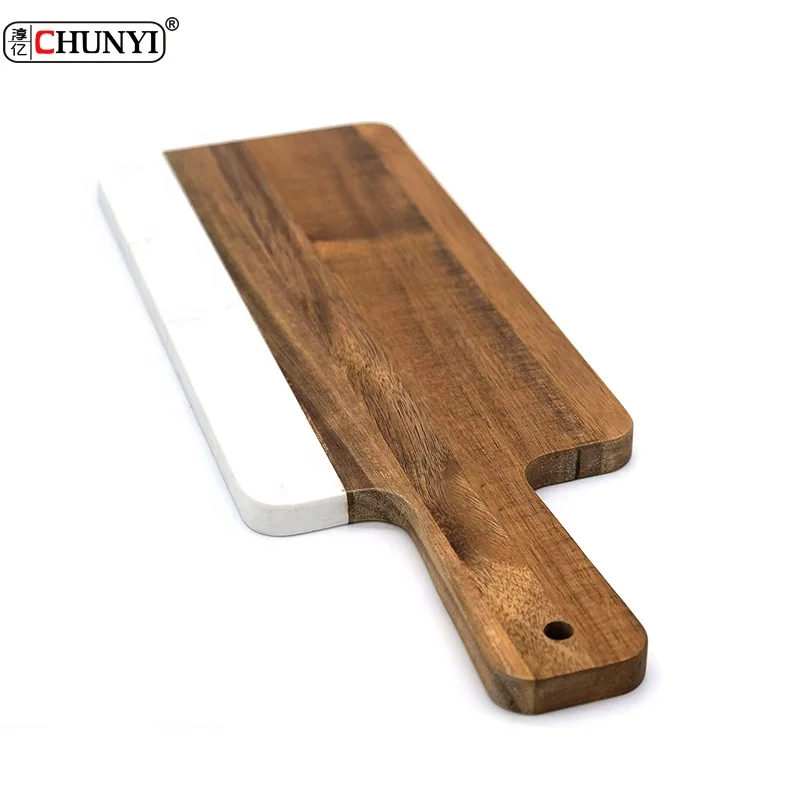 New Arrival Acacia Wood Splicing Marble  Cutting Board Serving Board For Kitchen Acacia Chopping Board