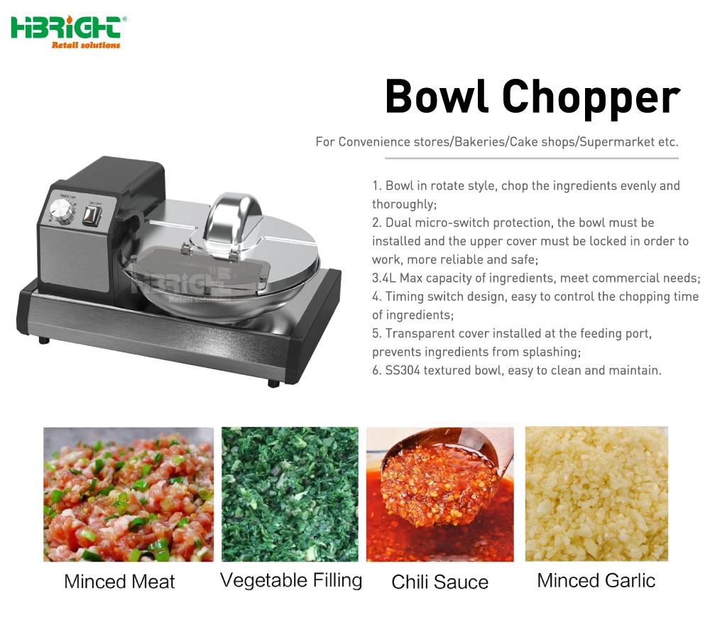 High-Speed Stainless Steel Vacuum Bowl Cutter Chopper Mixer Machine Specialized Meat Bowl Chopper