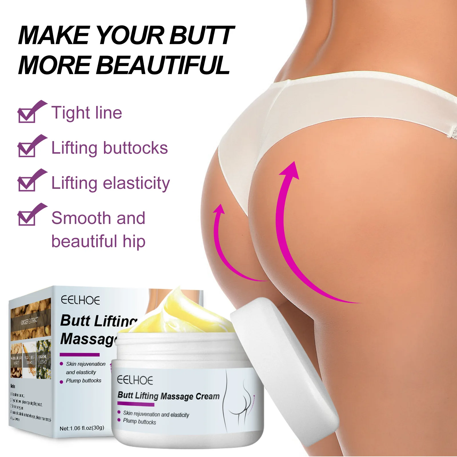 EELHOE Sexy Hip Buttock Enlargement Massage Cream Plumping Hip Firming Lift Butt Lifting Cream