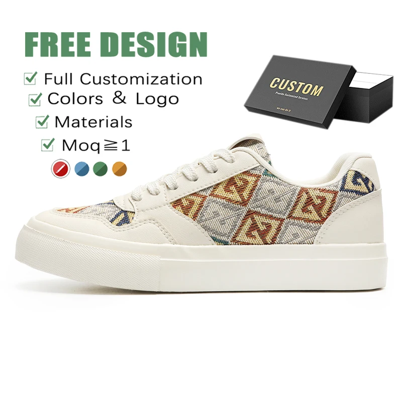 Custom Blank Flat Blank White Low Skateboard Vulcanized Canvas Casual Shoes For Men Support Customization Shoes Sneaker