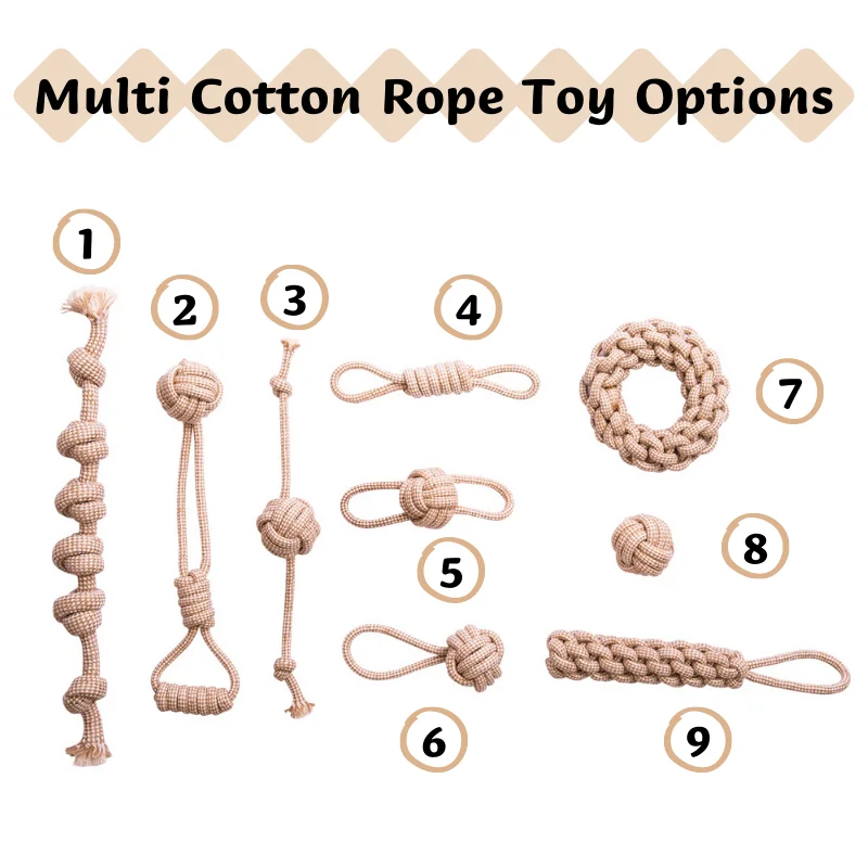 Large Size Natural Hemp Dog Toys Bite Resistance Hemp Rope Dog Chew Toy Set