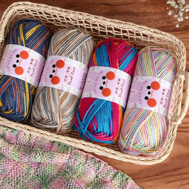 Hot sale milk cotton yarn 50g crochet yarn mixed color cotton blended yarn for hand knitting