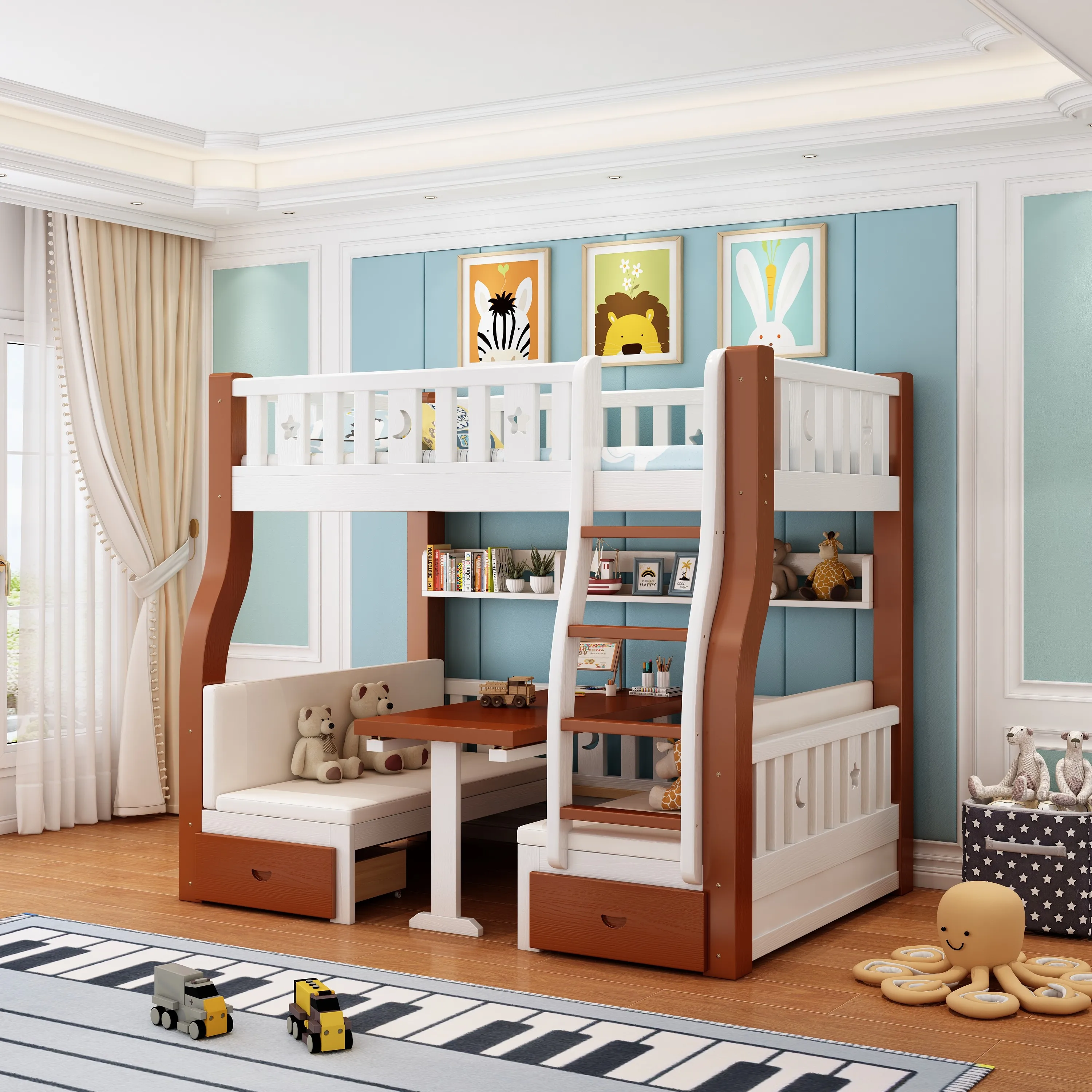 Оптовая продажа с фабрики, детская двухъярусная кровать большого размера для детей