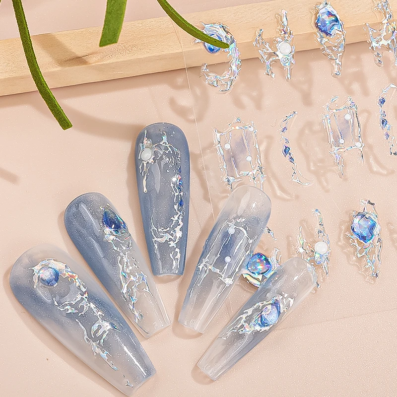 5D nail art luxury Finger decoration Drip glue relief emboss diamond gemstone jewels sticker decals