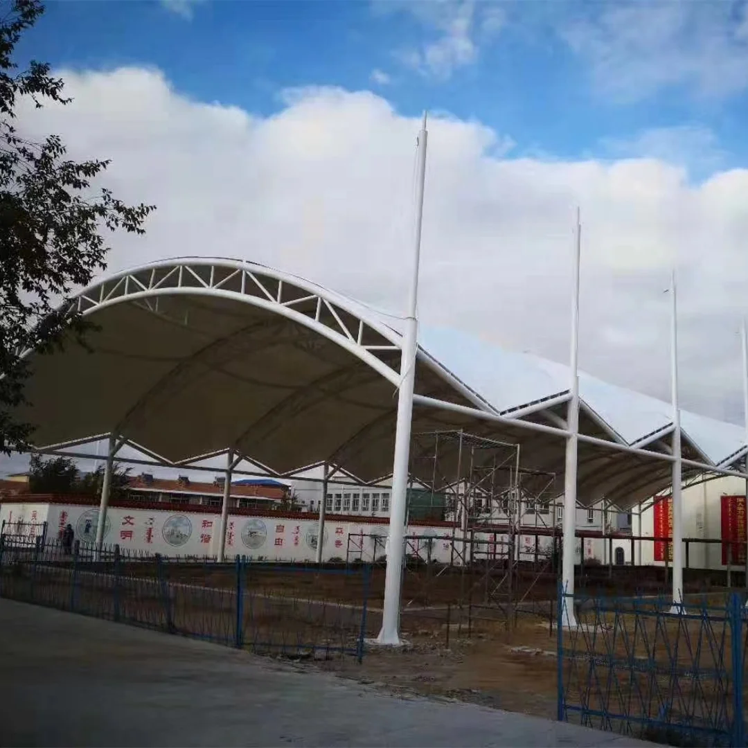 Architectural stadium tent roof cover PVDF membrane structure basketball tennis court roof