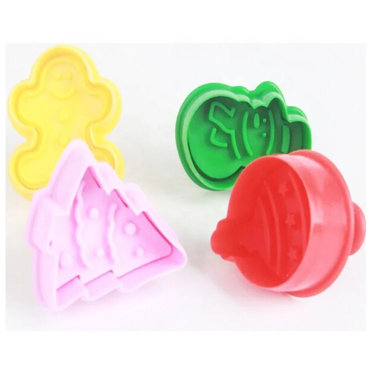 
Custom tree gingerman ball snowman press fondant biscuit press plunger mold christmas cookie cutter set 