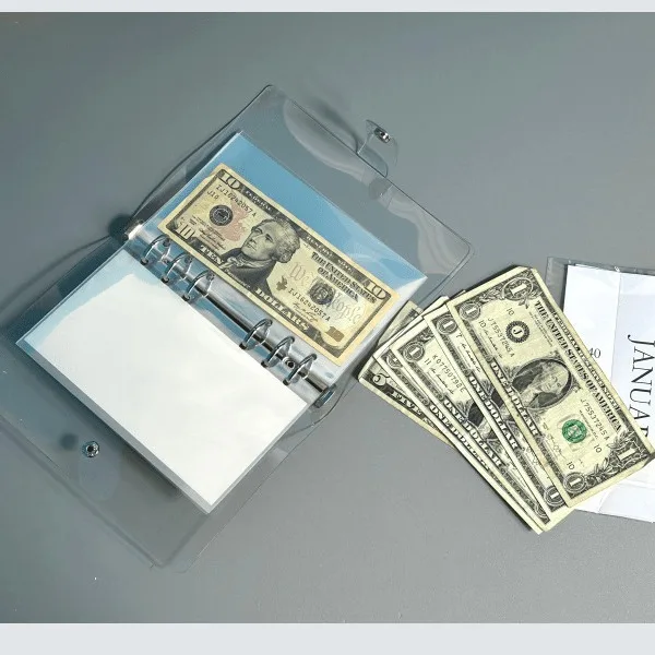 Vertical deposit and savings six-hole iron clamp storage book single grid Card Binder album pvc loose spiral notebook