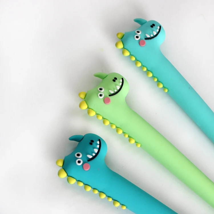 O&Q Wholesale Hard rubber pen holder stylo gel pens with cute Dinosaur  test good decompression roller gel ink pens