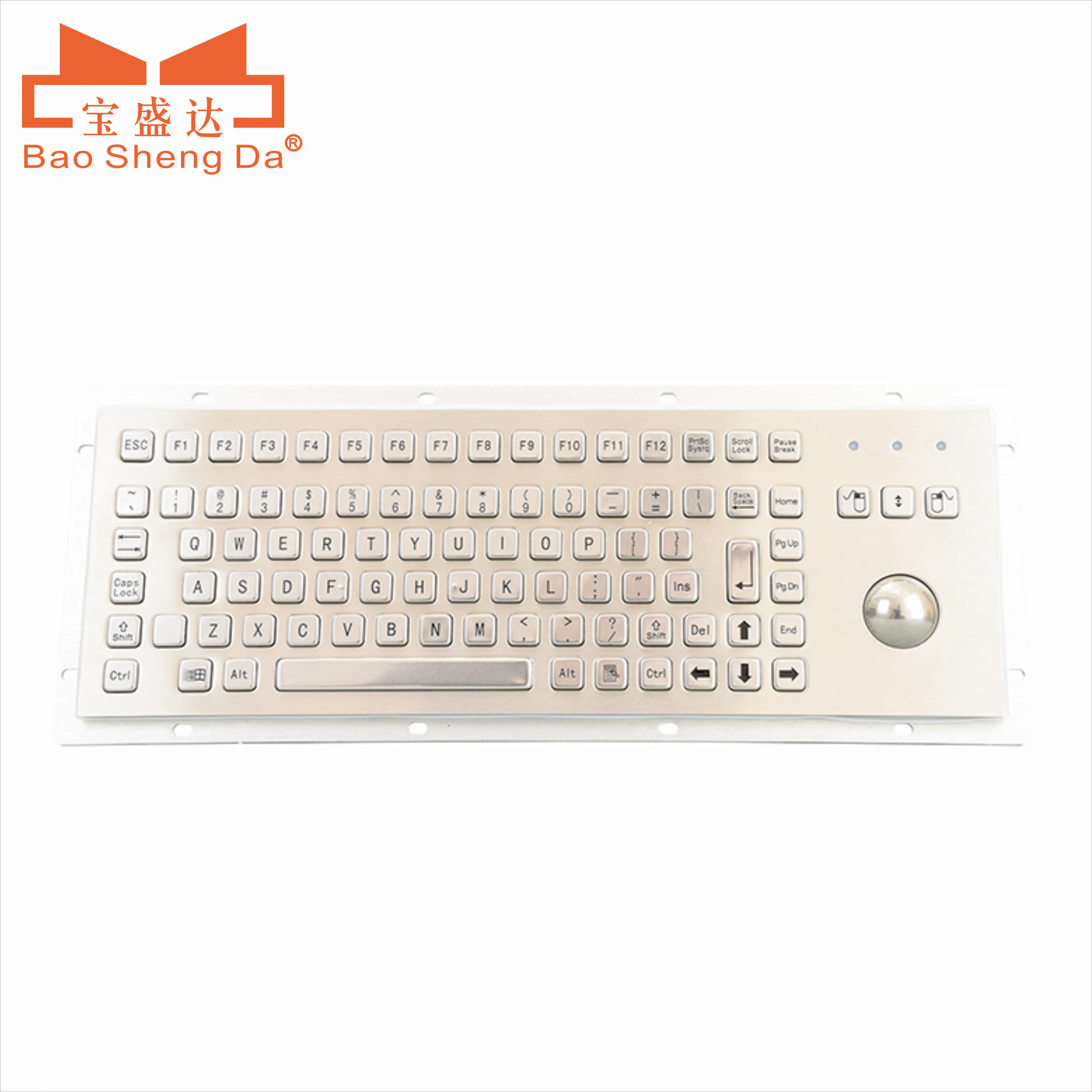 Ruggedized Vandal proof Waterproof Industrial Marine keyboard Stainless steel with backlit panel  with trackball mouse