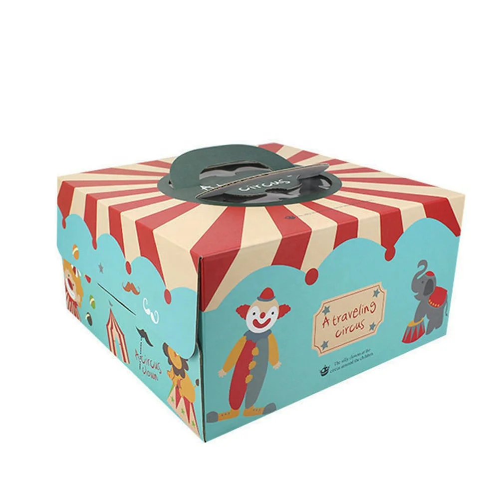 Custom Logo Beautiful Printing Paper Boxes For Cakes Cookie Cupcake bread Packaging Open window with handle