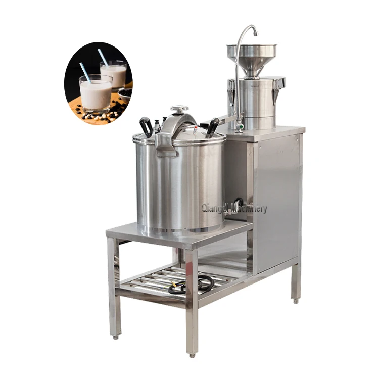 Full Stainless Steel Commercial Gas Heating Soybean Grinder Soya Milk Cooking Making Machine