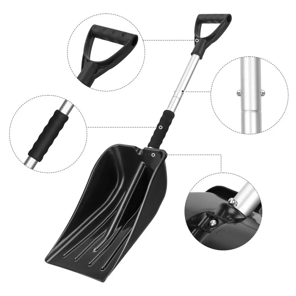 Aluminum Detachable Snow Shovel with Wide Blades Plastic Pusher Remover for Car Snow Premium Shovels