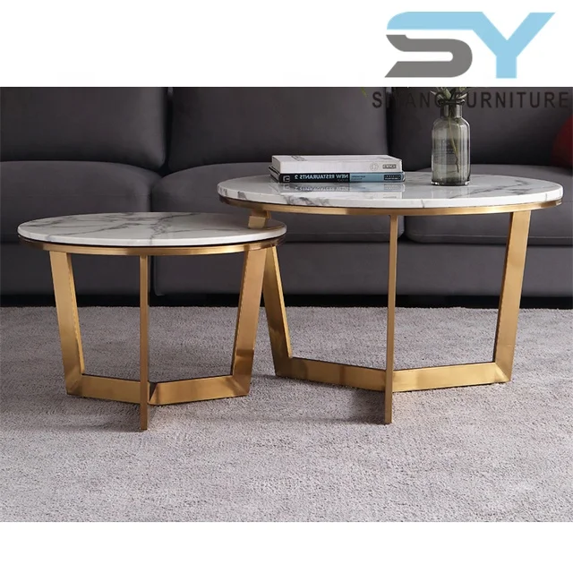 Low Price White Marble Round Coffee Tea Table For Living Room CJ-B