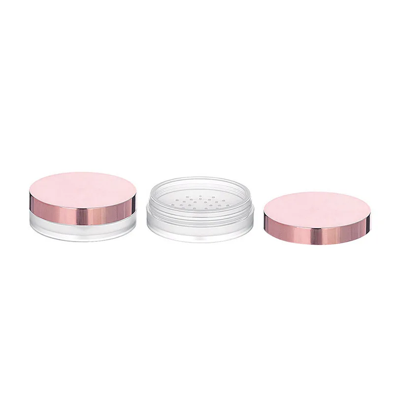 
golden rose mini round powder case with sifter 20g capacity custom logo loose powder container 