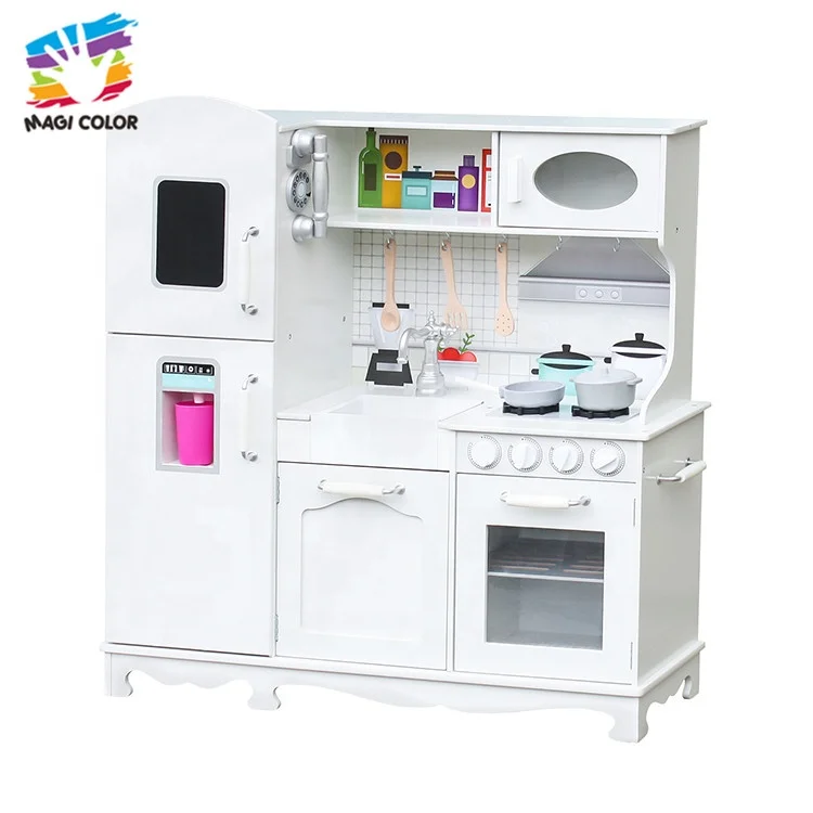 
Ready To Ship big children wooden white kitchen toy for pretend play W10C409 