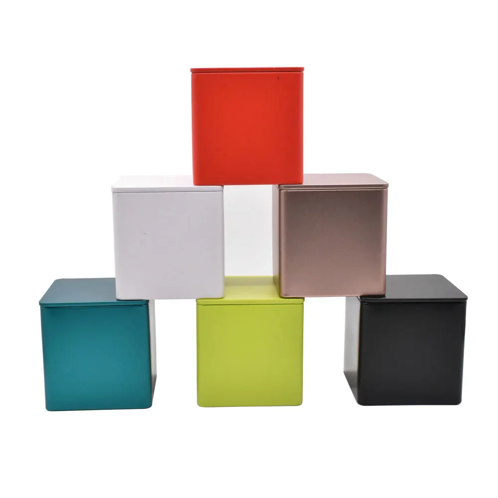 Цветной квадратный портативный контейнер для хранения, подарки, сувениры, коробка для чая, кофе, металлическая жестяная банка