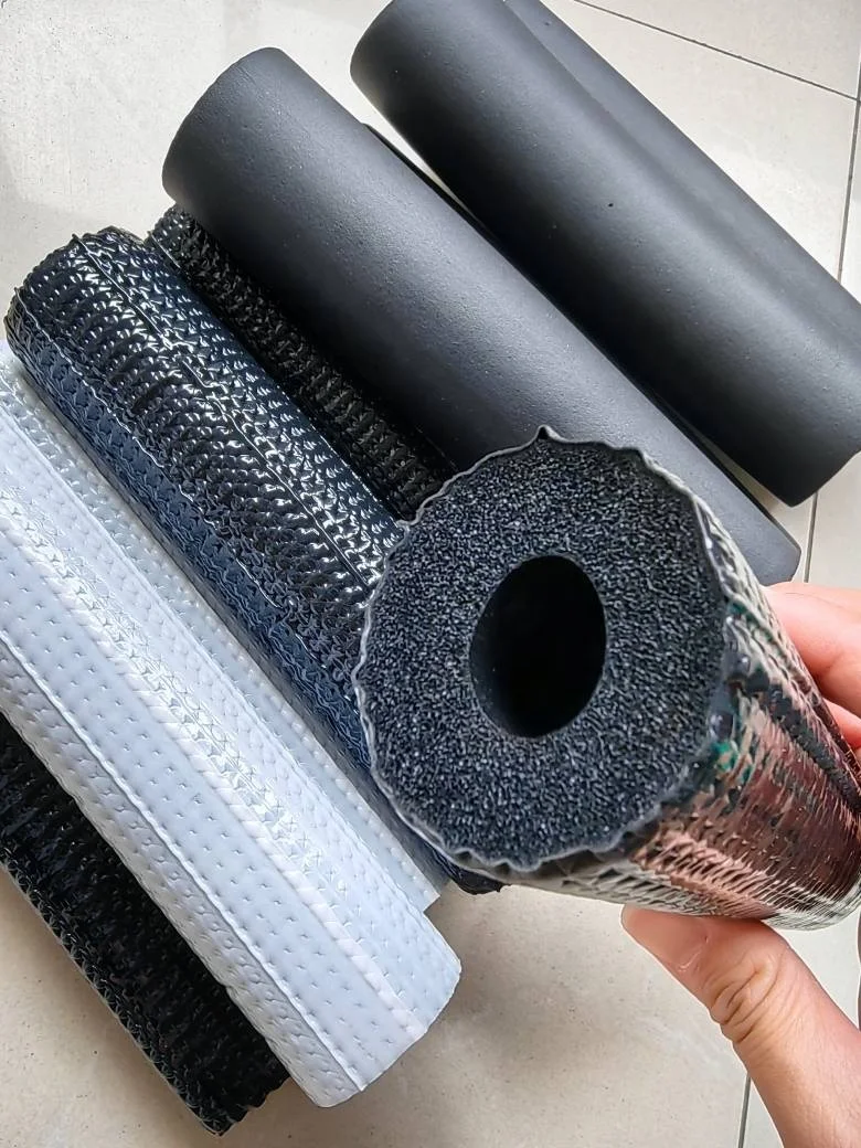 UV resistance NBR rubber insulation foam pipe with vinyl film elastomeric foam pipe with polymer film for thermal insulation