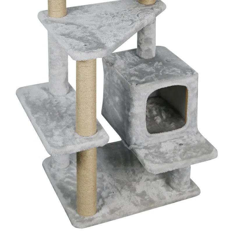 Wholesale Hot Selling Large Size Wooden Pet Scratcher House Tower Plush Cat Tree For Large Cats Tree House