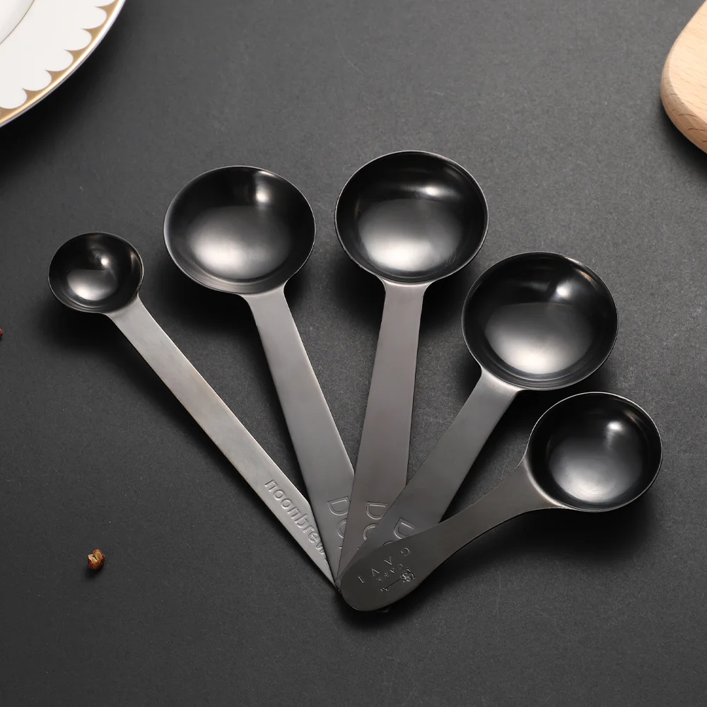 Food grade 20ml black measuring scoop matte stainless steel measuring spoon use for kitchen