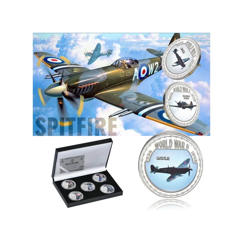 Amazom Hot Sale Metal Coin World War II 3D Airplane Silver Military Souvenir Coin Metal Coin For Collection
