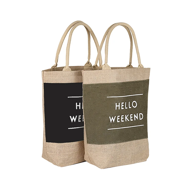 Wholesale custom logo reusable recycled jute bag, 100% eco friendly grocery jute shopping bag, Fashion Tote Hemp Bags
