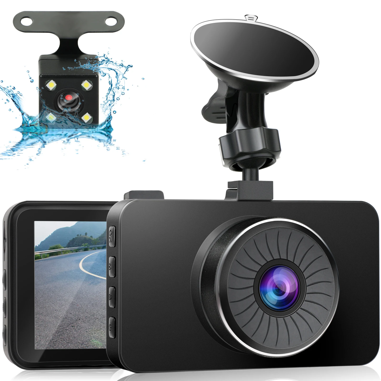 Dash Cam Front and Rear Dash Camera for Cars Camera Car DVR Driving Recorder Full HD 1080P 3 Inch LCD Screen 170 Wide Angle