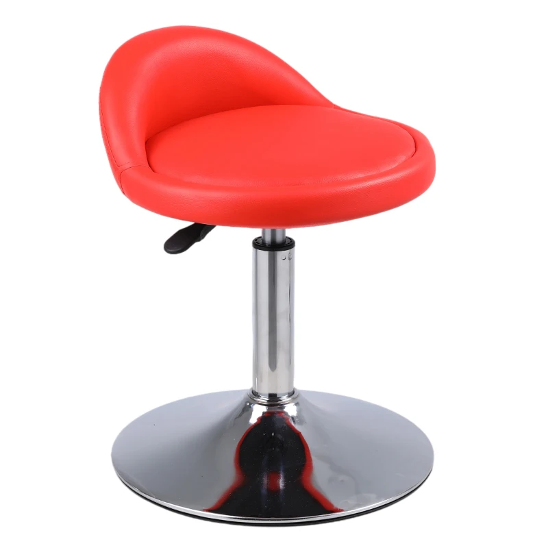 Красный маленький современный кожаный Регулируемый поворотный барный стул с колесами