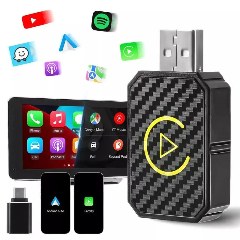 Carplay Wireless Adapter for Factory Wired Carplay 2024 Upgrade Plug & Play Dongle Converts Wired to Wireless for Cars