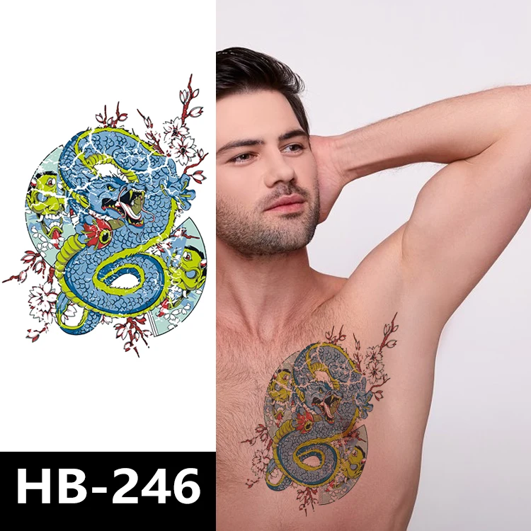 Wholesale Temporary Tattoo Green Dragon Buddha Devil Bone Skin Male Adult Tattoo Stickers