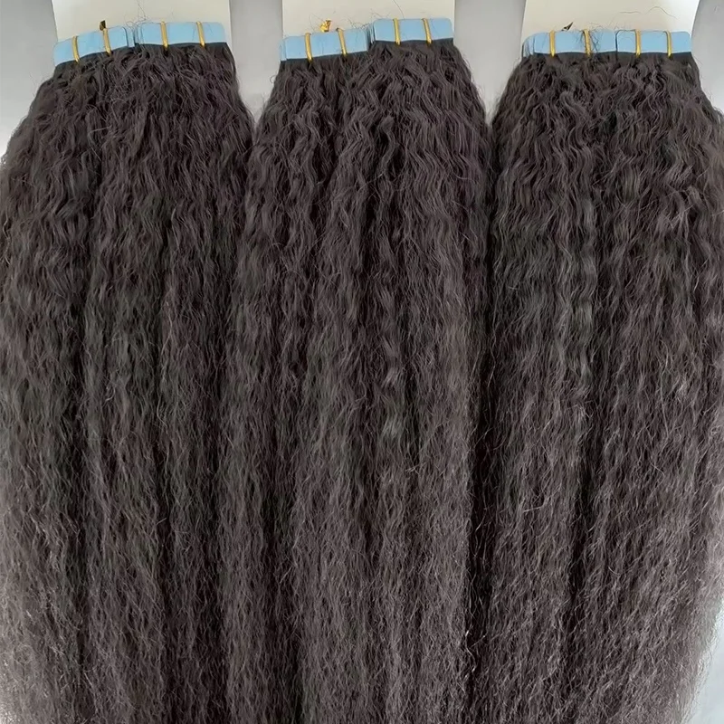 2024 high quality 10A human hair extensions 3.5oz/set deep wave indian remy hair tape ins extensions natural black best tape