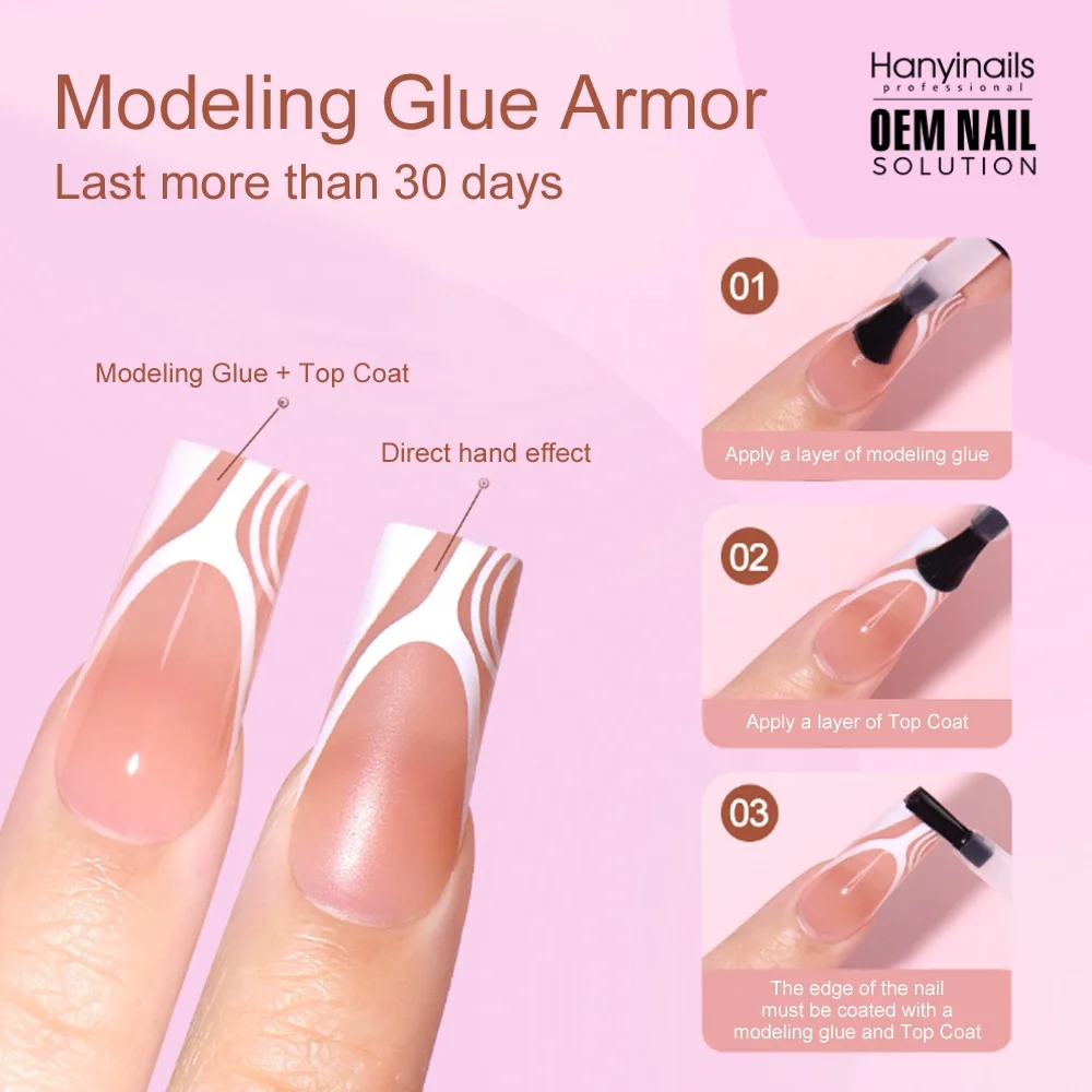 Hanyinails OEM Supplies Nail Beauty High Quality Acrylic Ultra Thin Nail Tips French Pattern Gelly Nails Tips