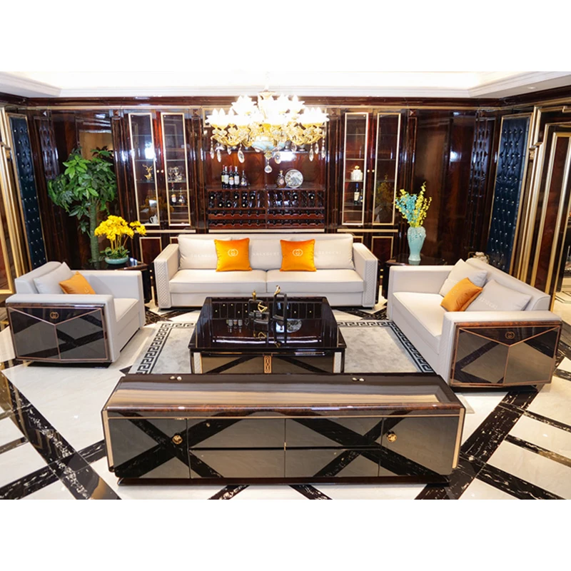 Роскошный домашний итальянский дизайн высококачественная мебель для гостиной кожаный диван европейский стиль 1 + 2 + 3 секционный кожаный диван