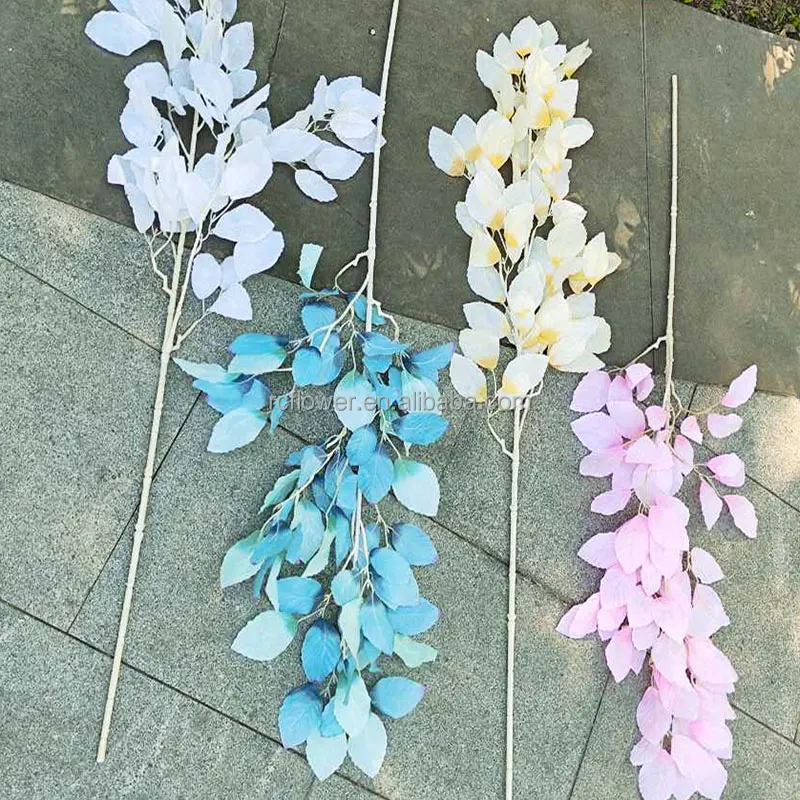 Factory Wholesale Silk Plants Leaves White Artificial Silk Greenery Leaves For Wedding Events Decor