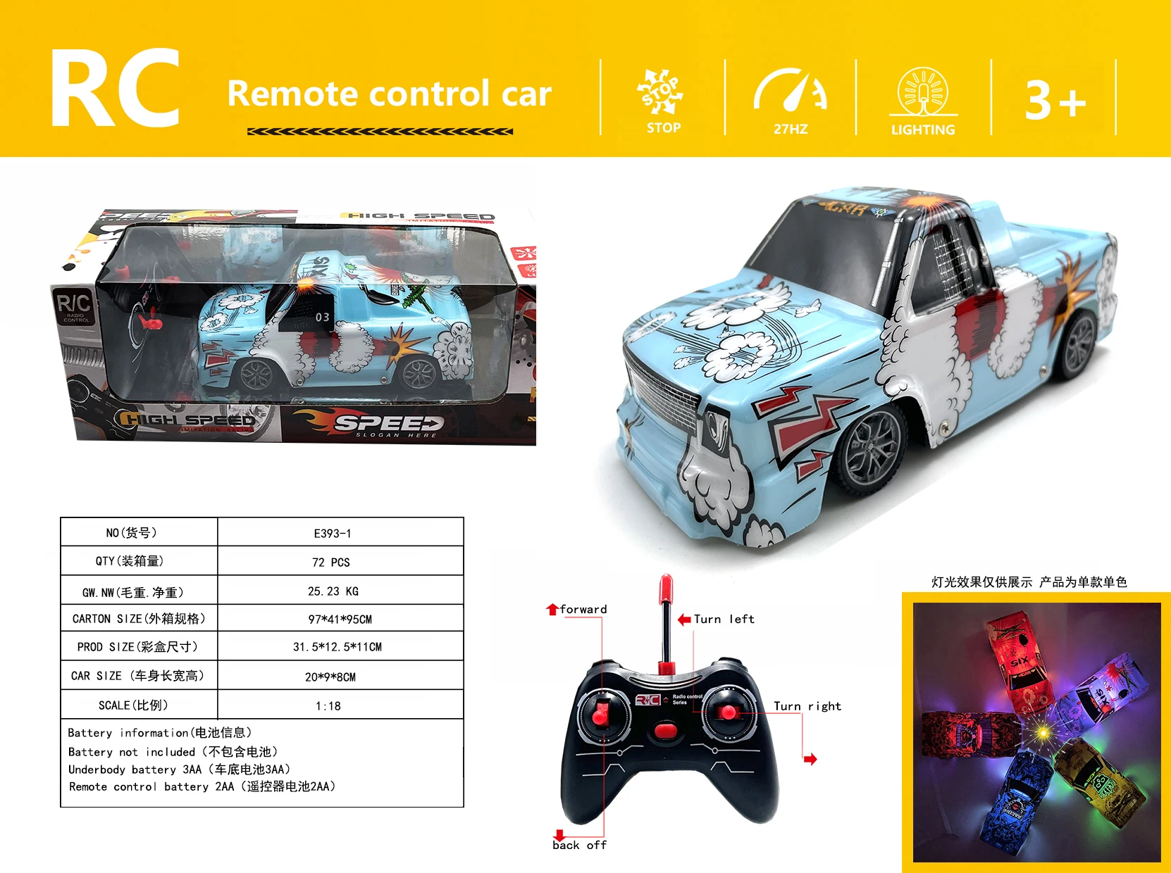 Remote Control Car Simulation Car Hobby Model 1:18 Scale 4WD Pickup Truck Off-road  Car Remote Controller