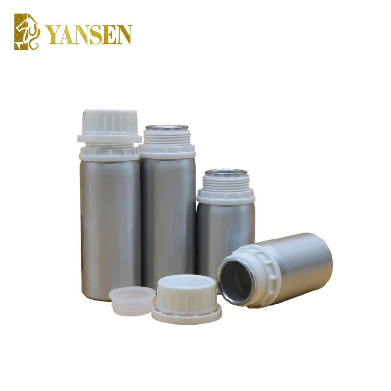 wholesale Industrial Aluminum Bottle for essential oils, flavors, solvents and related products with PP tamper evident screw cap