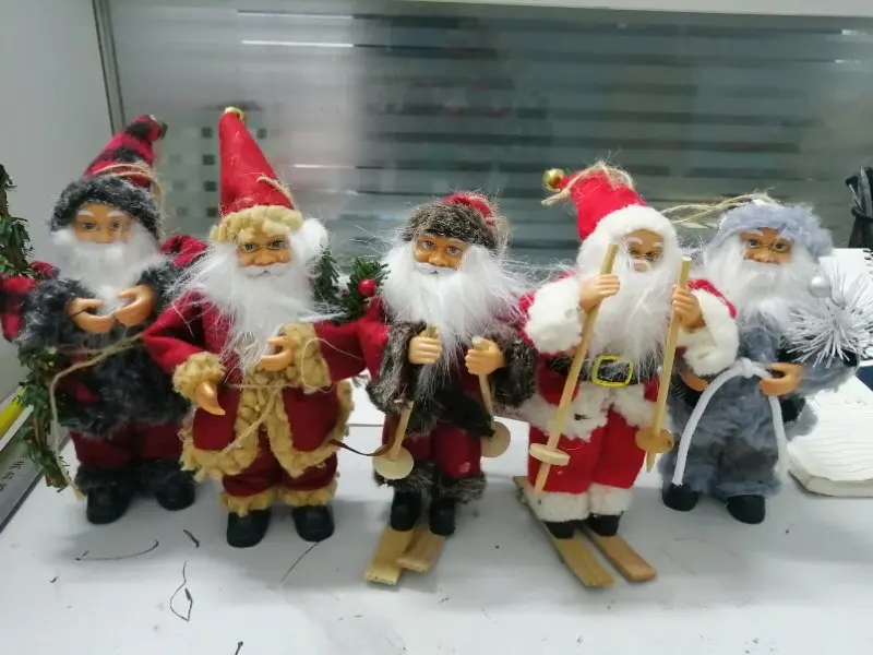 18CM christmas santa doll with sledding Christmas ornament xmas indoor desk decoration tree hanging