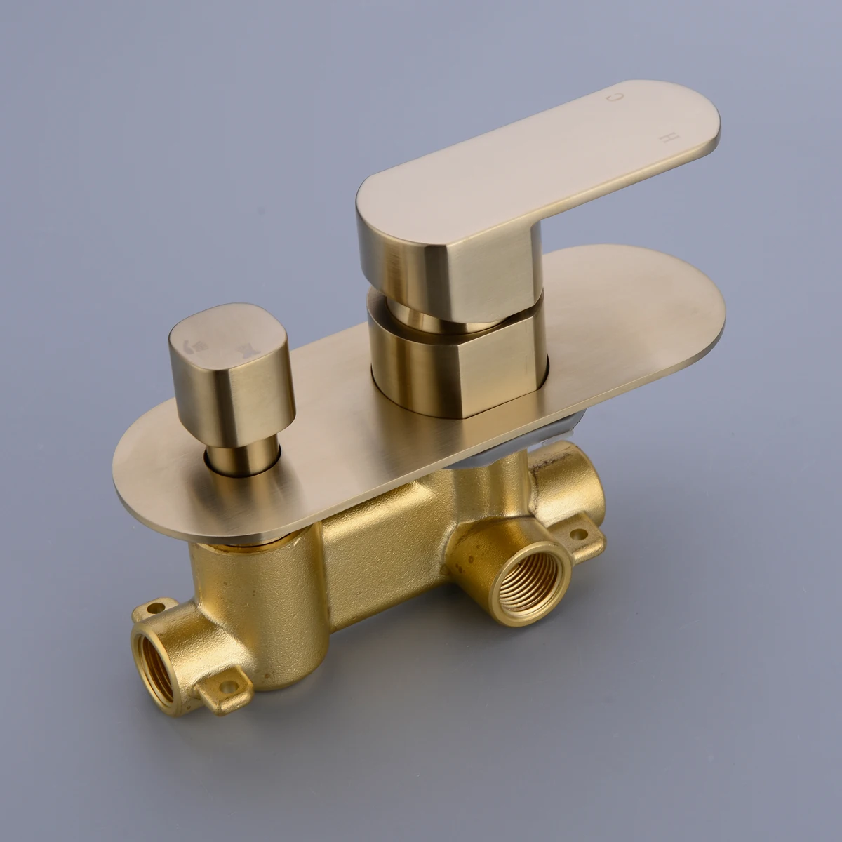 New Design Brass Wall Side Mounted 3 Hole With Sprayer Brushed Gold Bathtub Shower Faucet Set