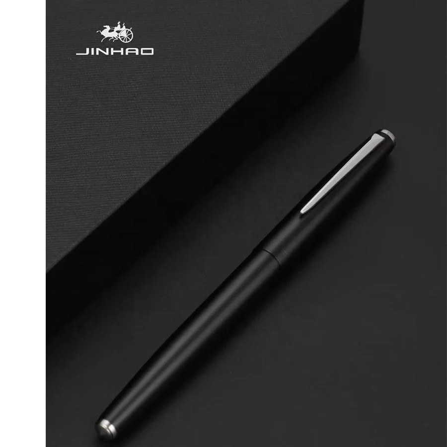Jinhao 911 Copper Matte Black Fountain Pen with Gold and Chrome Clip - 0.38mm Extra Fine Point custom logo gift writing pen