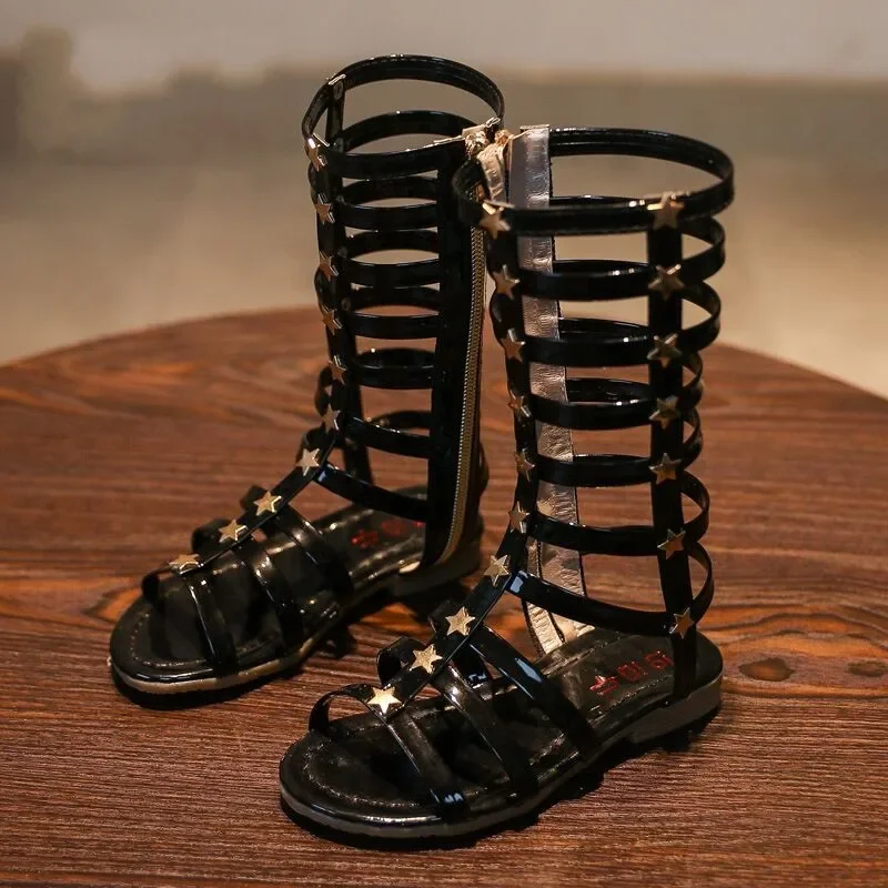 children shoes Summer boots High-top fashion Roma girls Stripe Kids Gladiator Sandals toddler baby sandals Brand high-quality