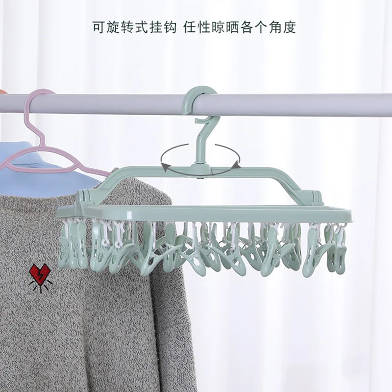 Socks Shorts Underwear Bra Drying Rack Rotating Plastic Hanger with 32 Hooks