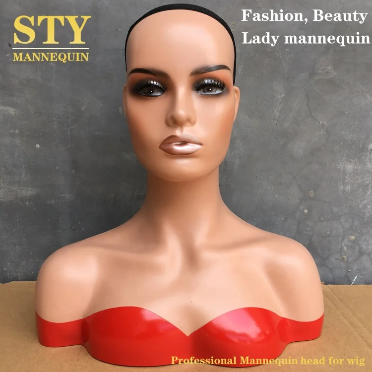mannequin with makeup and shoulder half mannequin head holder wig dispaly mannequin head