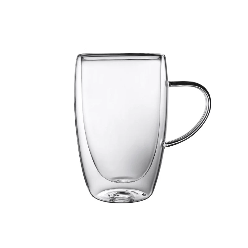 Factory Direct Sales Spot Goods Transparent Wholesale Double Layered Cup With Handle Glass Strap Double Layered Cup