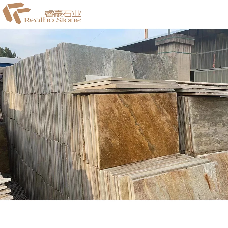 Natural Rusty Color Yellow Slate Flooring tile For Outdoor tile