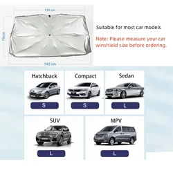 Car Windshield Sun Shade Umbrella Foldable Car Front Window Sunshade SUV Automotive UV Ray Block & Sun Heat Protection Sunvisor